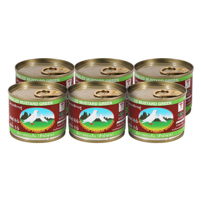 DOUBLE PIGEON Canned Pickled Mustard Green with Pull Tab 140 g. Pack 6