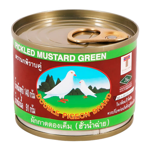 DOUBLE PIGEON Canned Pickled Mustard Green with Pull Tab 140 g. Pack 6
