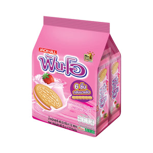FUN-O Sandwich Cookies Filled with Strawberry Flavored Cream 40.5 g. Pack 12