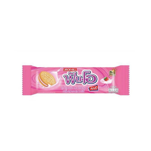 FUN-O Sandwich Cookies Filled with Strawberry Flavored Cream 40.5 g. Pack 12
