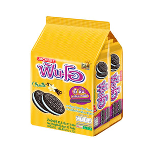 FUN-O Chocolate Flavored Sandwich Cookies Filled with Vanilla Flavored Cream 40.5 g. Pack 12