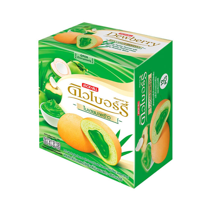 DEWBERRY Pandan Puff Cake Filled with Pandan and Coconut Flavored Cream 15 g. Pack 12