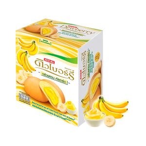 DEWBERRY Banana Puff Cake Filled with Custard Flavored Cream 15 g. Pack 12