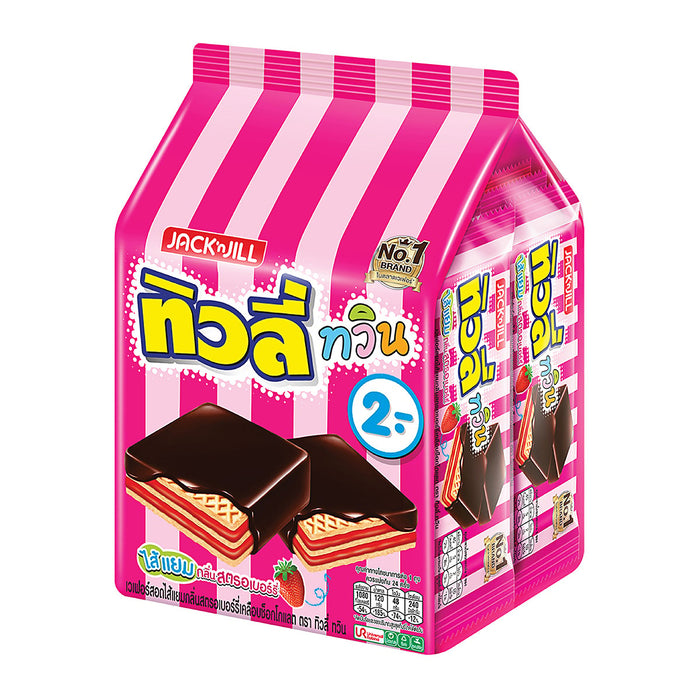 TIVOLI Twin Chocolated Coated Wafers Filled with Strawberry Jam Flavored Cream 10 g. Pack 24