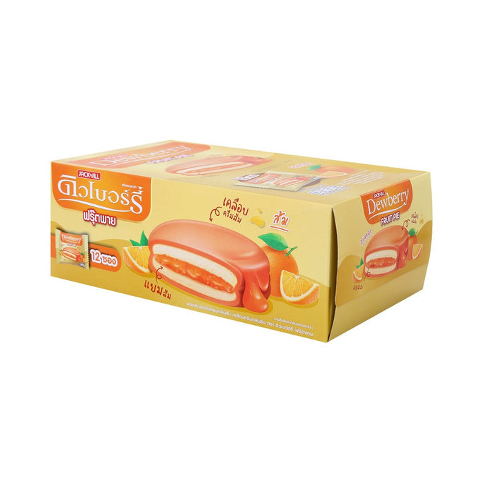 DEWBERRY Fruit Pie Pie Cake with Orange Jam Filling and Orange Cream Coating 18.5 g. Pack 12