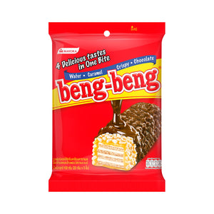 BENG BENG Cream-filled Wafers coated with Caramel Crispy Rice and Chocolate 20 g. Pack 5