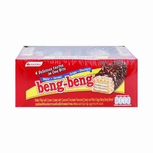 BENG BENG Wafers Coated with Caramel, Crispy Rice, and Chocolate 20 g. Pack 12