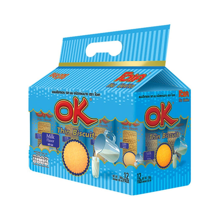 OK Thin Biscuit Milk Flavor 30 g. Pack 12