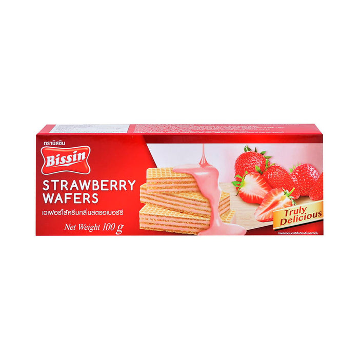 BISSIN Wafers with Strawberry Flavored Cream 100 g.