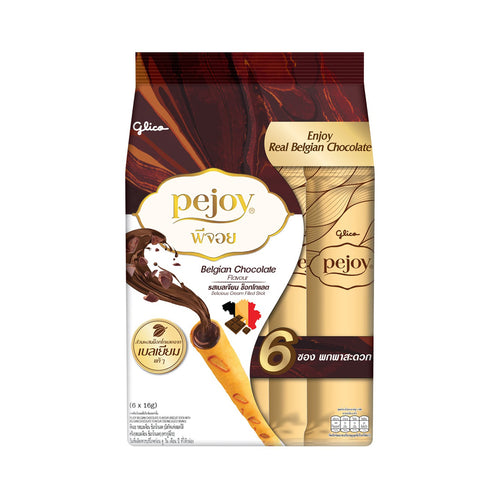 GLICO Pejoy Biscuit Stick Filled with Belgian Chocolate Cream 16 g. Pack 6