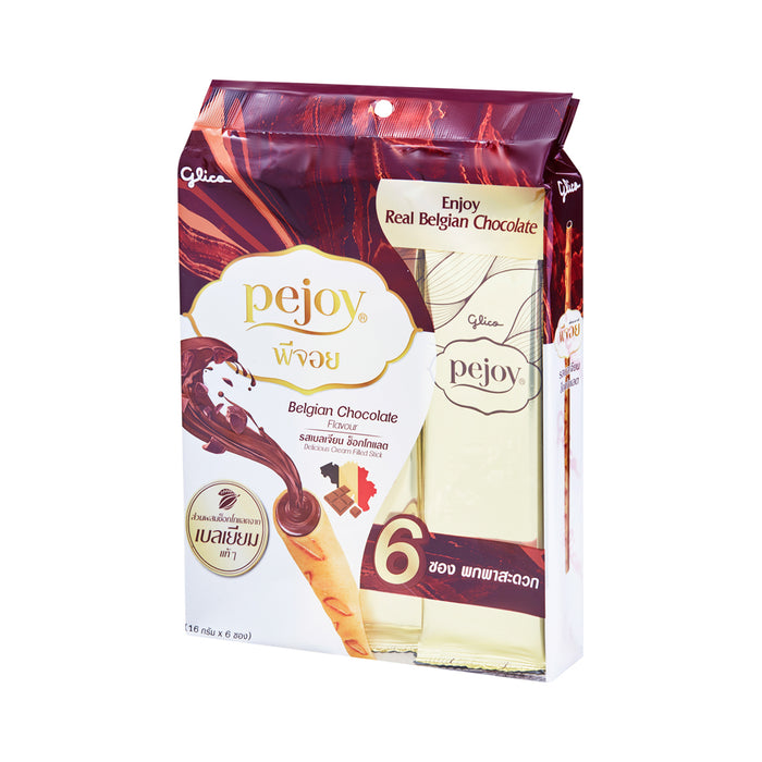 GLICO Pejoy Biscuit Stick Filled with Belgian Chocolate Cream 16 g. Pack 6