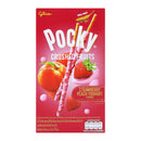 POCKY Crushed Fruit Biscuit Stick Coated with Strawberry Peach Yogurt Flavor & Real Strawberries & Cookie Bits 38 g.