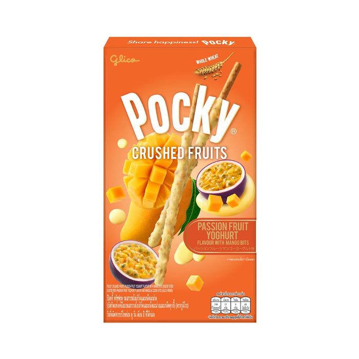 GLICO POCKY Crushed Fruits Passion Fruit Yoghurt Flavour with Mango Bits 38 g.