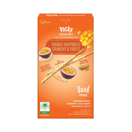 GLICO POCKY Crushed Fruits Passion Fruit Yoghurt Flavour with Mango Bits 38 g.