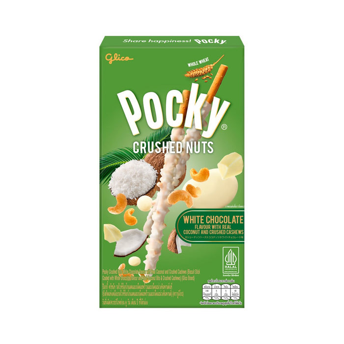 POCKY Crushed Nuts White Chocolate with Coconut Flakes & Cashews 25 g.
