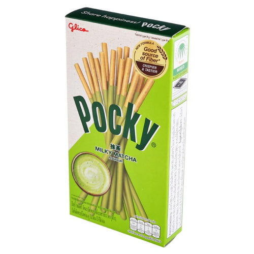 GLICO Pocky Milky Matcha Biscuit Stick Coated with Green Tea Flavored Cream 35 g.