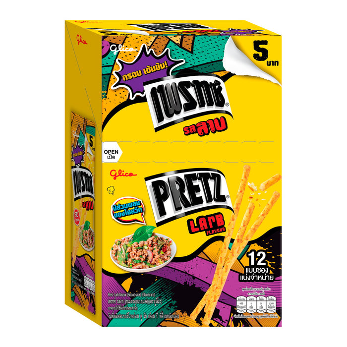 GLICO Pretz Biscuit Stick Larb Flavor 11 g. Pack 12