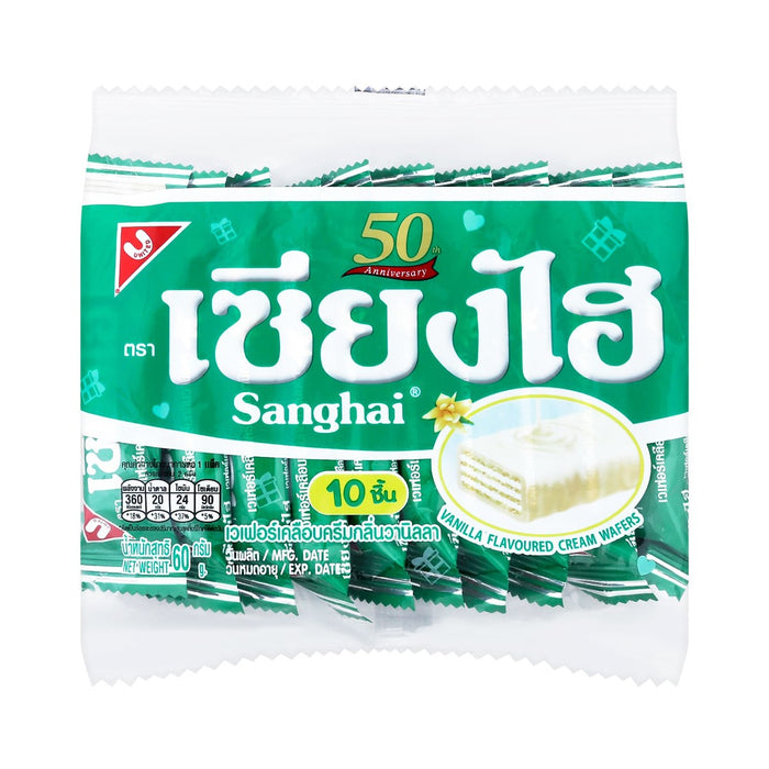 SANGHAI Wafer with Vanilla Cream Coat 6 g. Pack 10