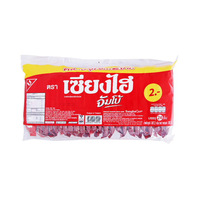 SANGHAI Jumbo Wafer with Chocolate Cream Coat 307.2 g. Pack 24