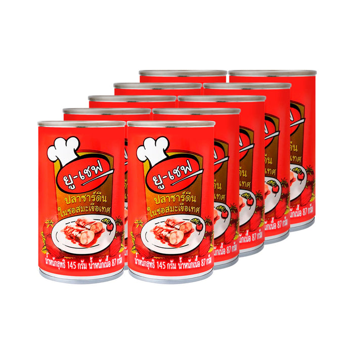 U CHEF Canned Sardines In Tomato Sauce 145g. Pack 10