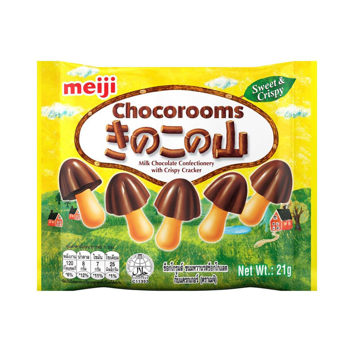 MEIJI Chocorooms Milk Chocolate Confectionery with Crispy Cracker 21 g.