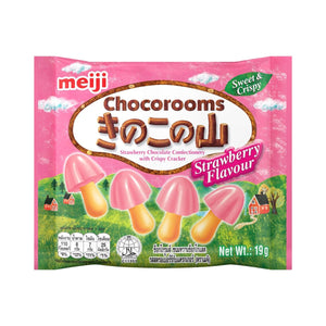 MEIJI Chocorooms Strawberry Chocolate Confectionery with Crispy Cracker 19 g.