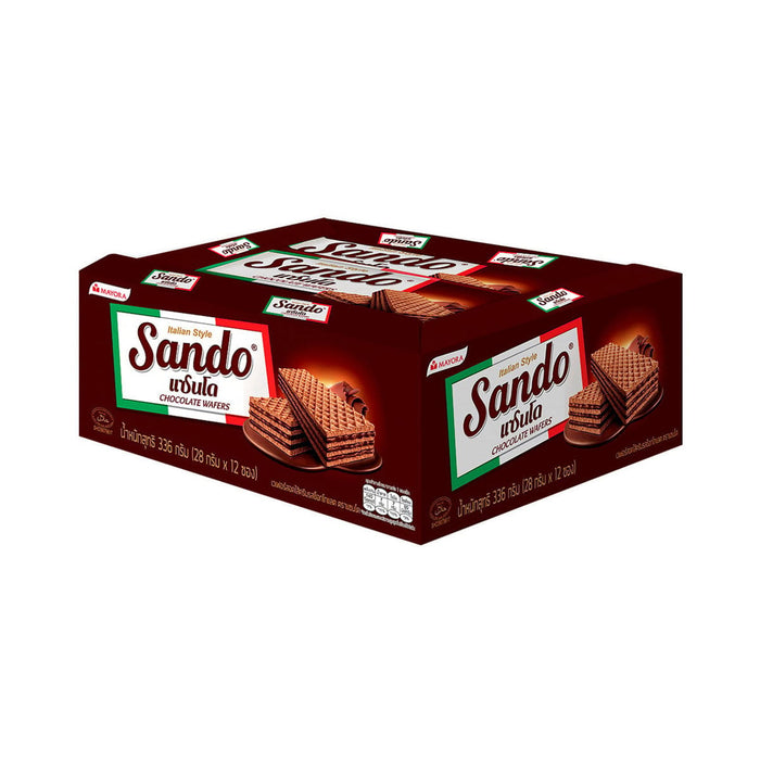 SANDO Chocolate Wafers Filled with Chocolate Cream 27.5 g. Pack 12