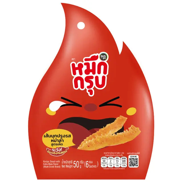 Muek Groob Konjac Squid Strips Mala Spicy Flavour 50g