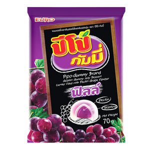 Peepo Gummy Center Filled with Pectin Grape Flavour 70g.