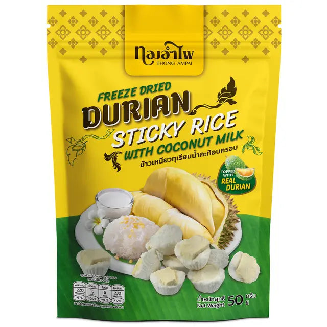 Tong Ampai Crispy Durian Sticky Rice with Coconut Milk Snack 50g